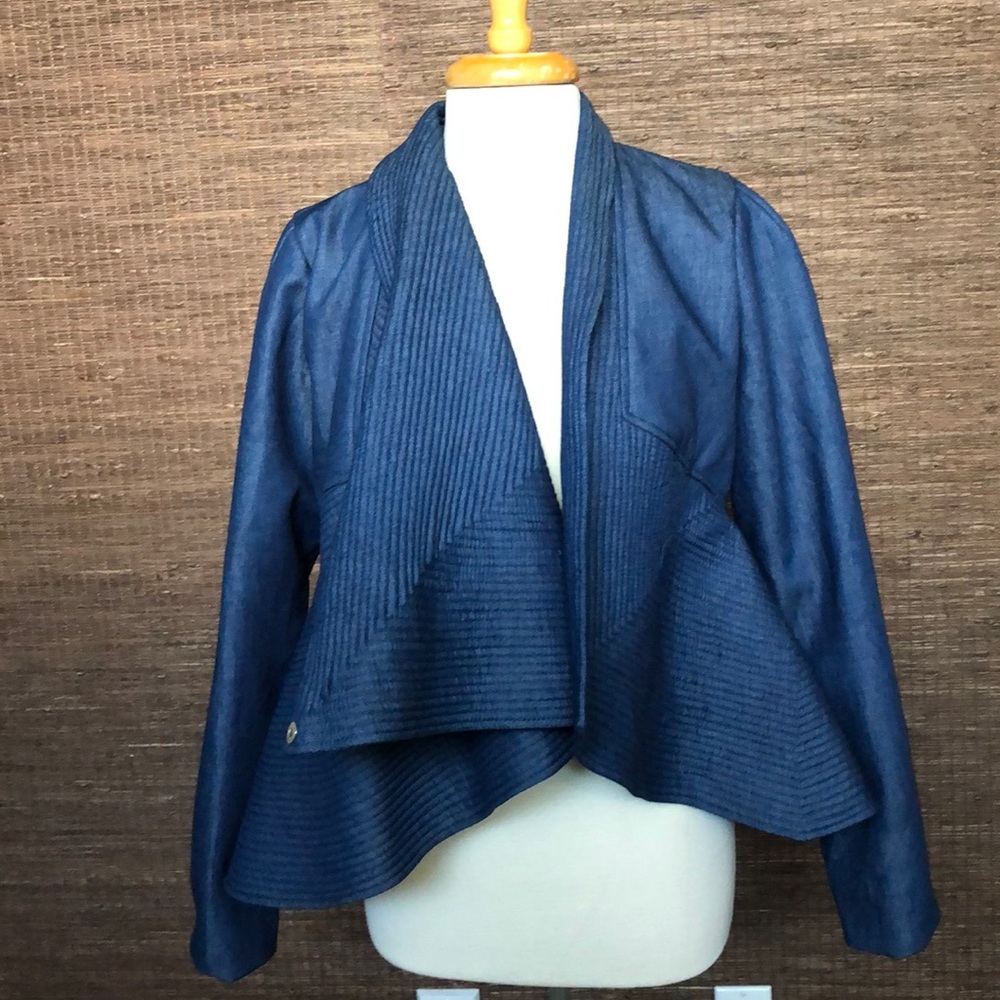 Heavy cropped circular denim jacket